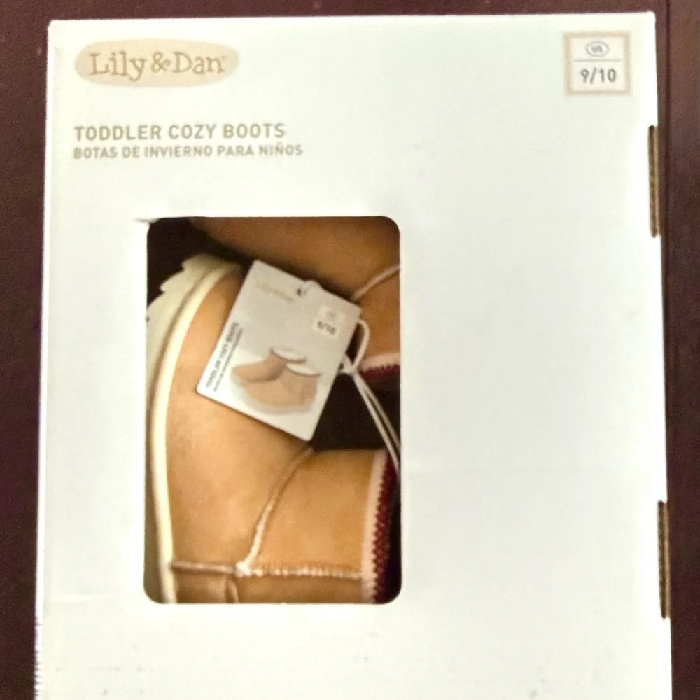 Lily & Dan Toddler Girl’s 9/10 Tan Beige Cozy Ankle Boots Faux Leather Suede New